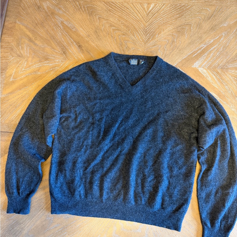 Classic V-Neck Sweater for Men in Charcoal